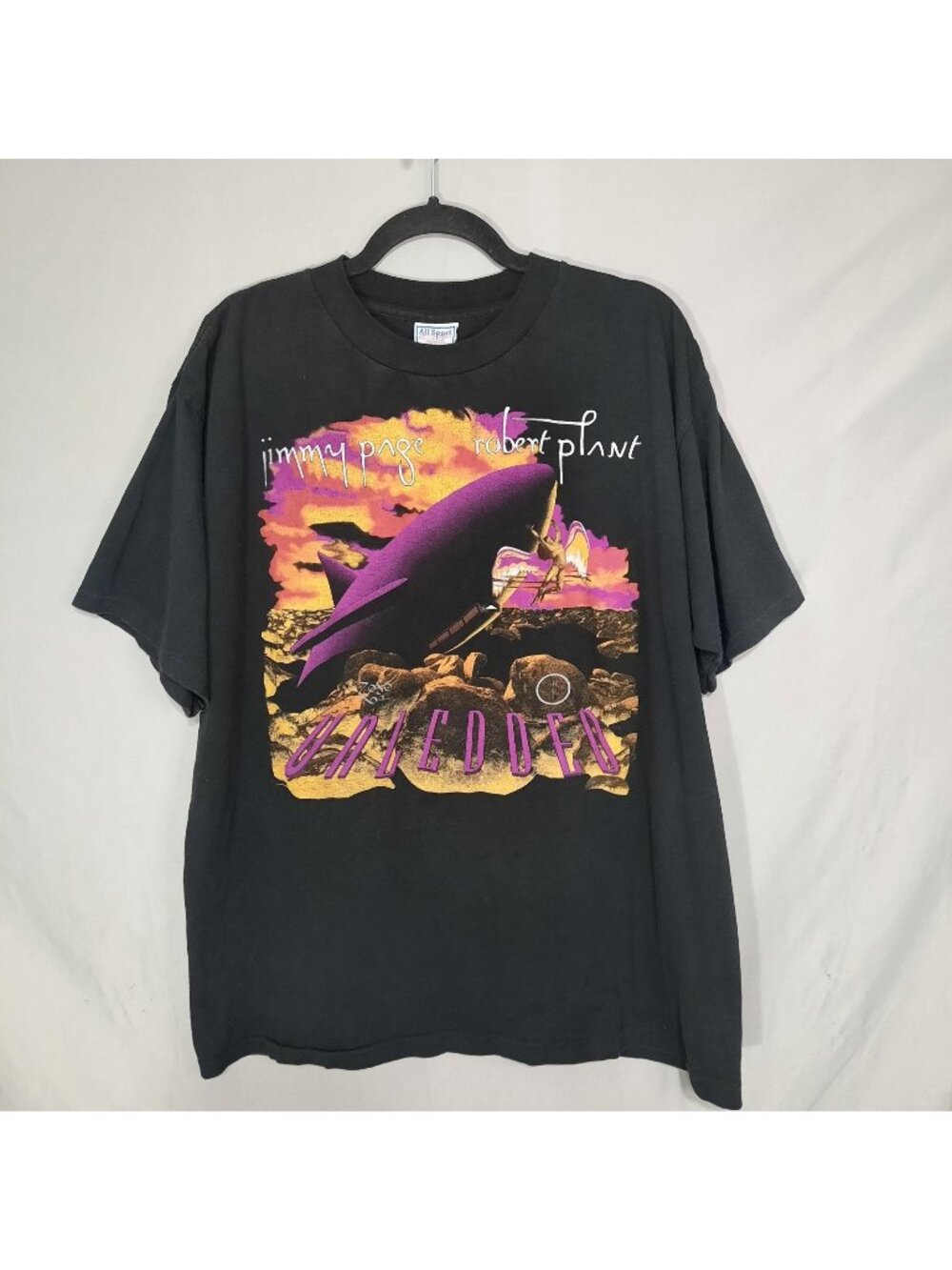 Vintage Led Zeppelin Shirt XL Jimmy Page Robert Plant Unledded 1995 No Quarter
